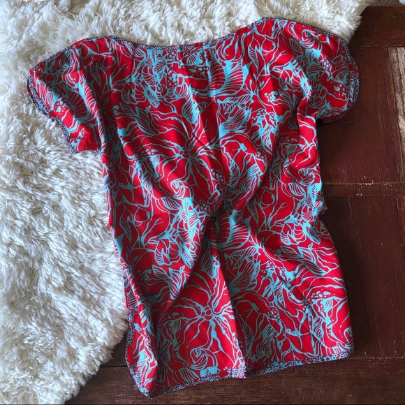 escapada Tops - 🌵Escapada | Red & Teal Flowy Popover Top